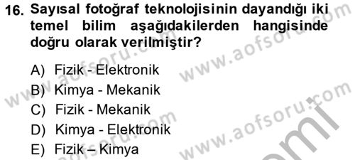 Sayısal Fotoğrafa Giriş Dersi 2013 - 2014 Yılı (Vize) Ara Sınav Soruları 16. Soru