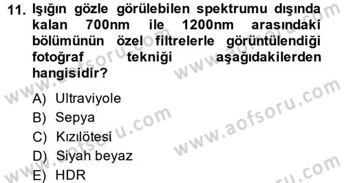 Sayısal Fotoğrafa Giriş Dersi 2013 - 2014 Yılı (Final) Dönem Sonu Sınav Soruları 11. Soru