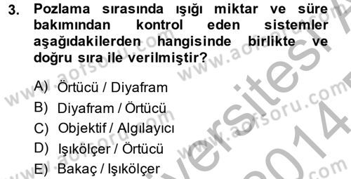 Sayısal Fotoğrafa Giriş Dersi 2013 - 2014 Yılı (Final) Dönem Sonu Sınav Soruları 3. Soru