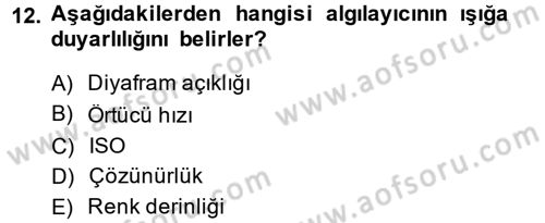 Sayısal Fotoğrafa Giriş Dersi 2014 - 2015 Yılı (Vize) Ara Sınav Soruları 12. Soru
