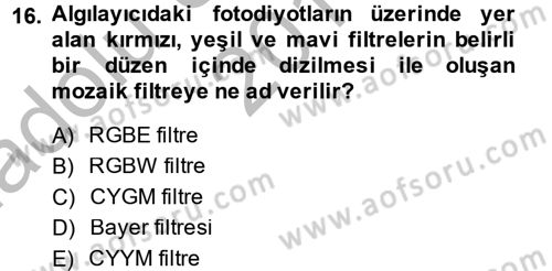 Sayısal Fotoğrafa Giriş Dersi 2014 - 2015 Yılı (Vize) Ara Sınav Soruları 16. Soru