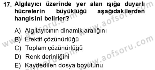 Sayısal Fotoğrafa Giriş Dersi 2014 - 2015 Yılı (Vize) Ara Sınav Soruları 17. Soru