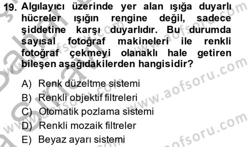 Sayısal Fotoğrafa Giriş Dersi 2014 - 2015 Yılı (Vize) Ara Sınav Soruları 19. Soru