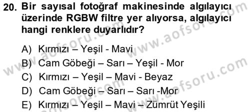 Sayısal Fotoğrafa Giriş Dersi 2014 - 2015 Yılı (Vize) Ara Sınav Soruları 20. Soru