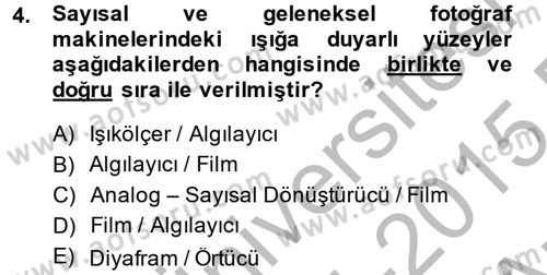 Sayısal Fotoğrafa Giriş Dersi 2014 - 2015 Yılı (Vize) Ara Sınav Soruları 4. Soru