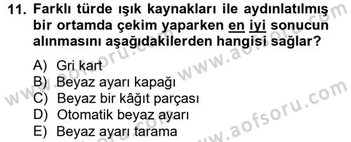 Sayısal Fotoğrafa Giriş Dersi 2014 - 2015 Yılı (Final) Dönem Sonu Sınav Soruları 11. Soru