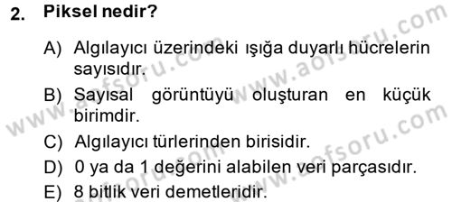 Sayısal Fotoğrafa Giriş Dersi 2014 - 2015 Yılı (Final) Dönem Sonu Sınav Soruları 2. Soru