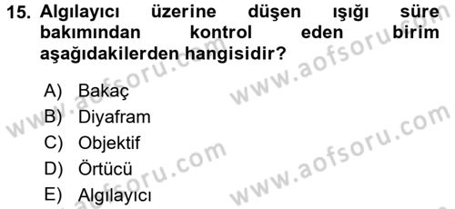 Sayısal Fotoğrafa Giriş Dersi 2015 - 2016 Yılı (Vize) Ara Sınav Soruları 15. Soru