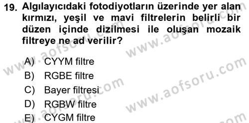 Sayısal Fotoğrafa Giriş Dersi 2015 - 2016 Yılı (Vize) Ara Sınav Soruları 19. Soru