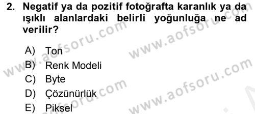 Sayısal Fotoğrafa Giriş Dersi 2015 - 2016 Yılı (Vize) Ara Sınav Soruları 2. Soru