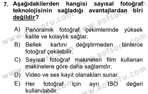 Sayısal Fotoğrafa Giriş Dersi 2015 - 2016 Yılı (Vize) Ara Sınav Soruları 7. Soru
