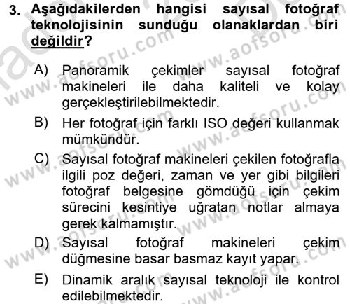 Sayısal Fotoğrafa Giriş Dersi 2015 - 2016 Yılı (Final) Dönem Sonu Sınav Soruları 3. Soru