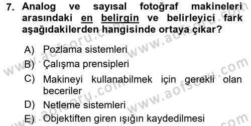 Sayısal Fotoğrafa Giriş Dersi 2015 - 2016 Yılı (Final) Dönem Sonu Sınav Soruları 7. Soru