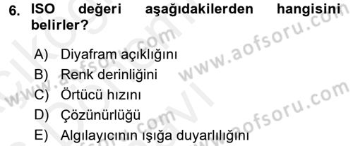 Sayısal Fotoğrafa Giriş Dersi 2015 - 2016 Yılı Tek Ders Sınav Soruları 6. Soru