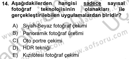 Sayısal Fotoğrafa Giriş Dersi 2016 - 2017 Yılı 3 Ders Sınav Soruları 14. Soru