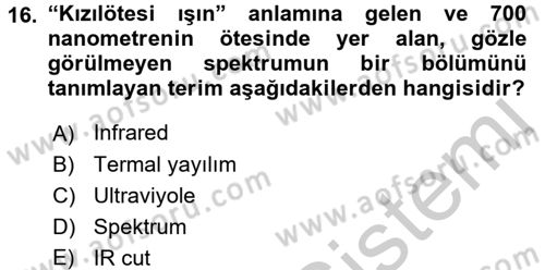 Sayısal Fotoğrafa Giriş Dersi 2016 - 2017 Yılı 3 Ders Sınav Soruları 16. Soru