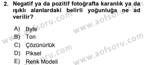 Sayısal Fotoğrafa Giriş Dersi 2016 - 2017 Yılı 3 Ders Sınav Soruları 2. Soru