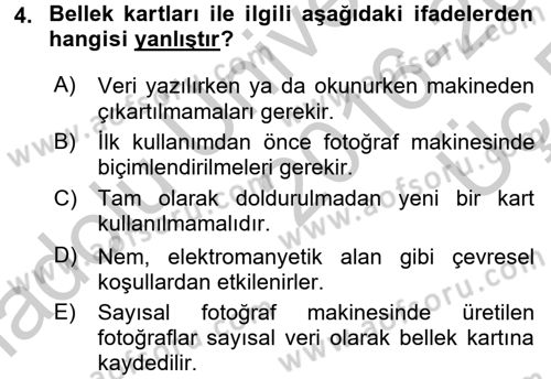 Sayısal Fotoğrafa Giriş Dersi 2016 - 2017 Yılı 3 Ders Sınav Soruları 4. Soru