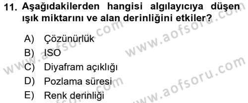 Sayısal Fotoğrafa Giriş Dersi 2016 - 2017 Yılı (Vize) Ara Sınav Soruları 11. Soru