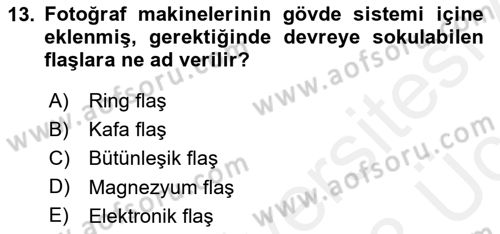 Sayısal Fotoğrafa Giriş Dersi 2017 - 2018 Yılı 3 Ders Sınav Soruları 13. Soru