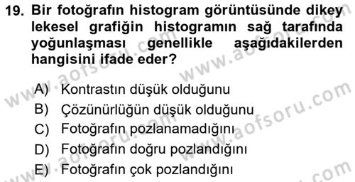Sayısal Fotoğrafa Giriş Dersi 2017 - 2018 Yılı 3 Ders Sınav Soruları 19. Soru