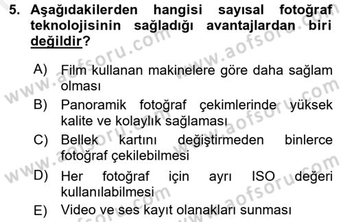 Sayısal Fotoğrafa Giriş Dersi 2017 - 2018 Yılı (Vize) Ara Sınav Soruları 5. Soru