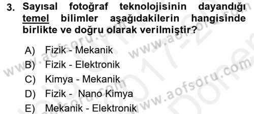 Sayısal Fotoğrafa Giriş Dersi 2017 - 2018 Yılı (Final) Dönem Sonu Sınav Soruları 3. Soru