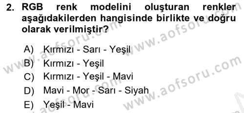 Sayısal Fotoğrafa Giriş Dersi 2018 - 2019 Yılı (Vize) Ara Sınav Soruları 2. Soru