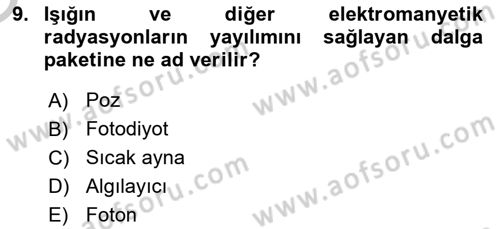 Sayısal Fotoğrafa Giriş Dersi 2018 - 2019 Yılı Yaz Okulu Sınav Soruları 9. Soru