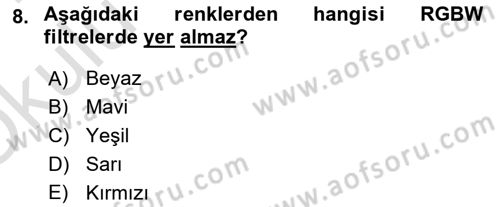 Sayısal Fotoğrafa Giriş Dersi 2020 - 2021 Yılı Yaz Okulu Sınav Soruları 8. Soru