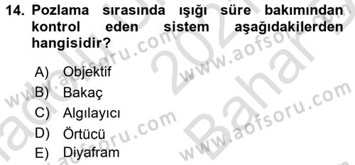 Sayısal Fotoğrafa Giriş Dersi 2021 - 2022 Yılı (Vize) Ara Sınav Soruları 14. Soru