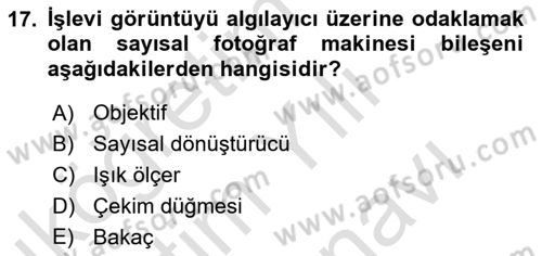 Sayısal Fotoğrafa Giriş Dersi 2021 - 2022 Yılı (Vize) Ara Sınav Soruları 17. Soru