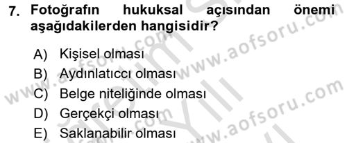 Sayısal Fotoğrafa Giriş Dersi 2021 - 2022 Yılı (Vize) Ara Sınav Soruları 7. Soru