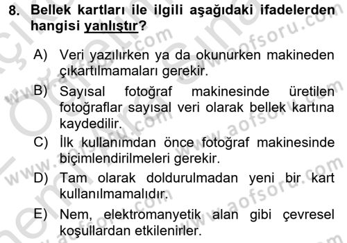 Sayısal Fotoğrafa Giriş Dersi 2021 - 2022 Yılı (Vize) Ara Sınav Soruları 8. Soru