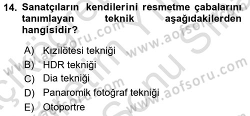 Sayısal Fotoğrafa Giriş Dersi 2021 - 2022 Yılı (Final) Dönem Sonu Sınav Soruları 14. Soru