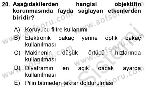 Sayısal Fotoğrafa Giriş Dersi 2021 - 2022 Yılı (Final) Dönem Sonu Sınav Soruları 20. Soru