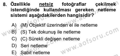 Sayısal Fotoğrafa Giriş Dersi 2021 - 2022 Yılı (Final) Dönem Sonu Sınav Soruları 8. Soru