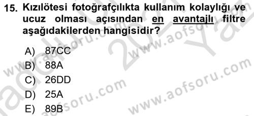 Sayısal Fotoğrafa Giriş Dersi 2021 - 2022 Yılı Yaz Okulu Sınav Soruları 15. Soru