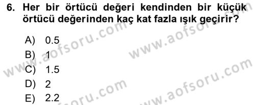 Sayısal Fotoğrafa Giriş Dersi 2021 - 2022 Yılı Yaz Okulu Sınav Soruları 6. Soru