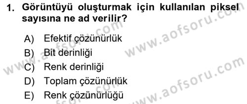 Sayısal Fotoğrafa Giriş Dersi 2022 - 2023 Yılı Yaz Okulu Sınav Soruları 1. Soru