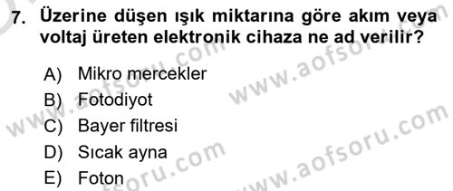 Sayısal Fotoğrafa Giriş Dersi 2022 - 2023 Yılı Yaz Okulu Sınav Soruları 7. Soru