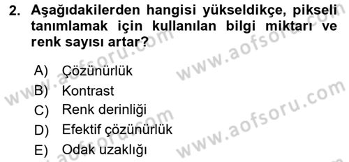 Sayısal Fotoğrafa Giriş Dersi 2023 - 2024 Yılı (Vize) Ara Sınav Soruları 2. Soru