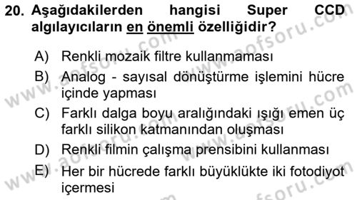 Sayısal Fotoğrafa Giriş Dersi 2023 - 2024 Yılı (Vize) Ara Sınav Soruları 20. Soru