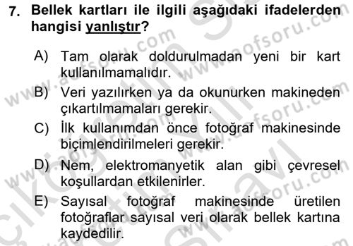 Sayısal Fotoğrafa Giriş Dersi 2023 - 2024 Yılı (Vize) Ara Sınav Soruları 7. Soru