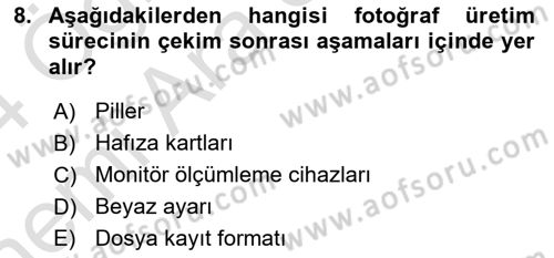 Sayısal Fotoğrafa Giriş Dersi 2023 - 2024 Yılı (Vize) Ara Sınav Soruları 8. Soru