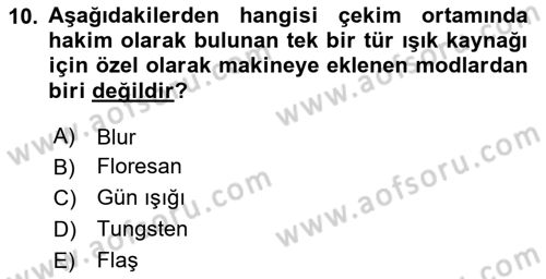 Sayısal Fotoğrafa Giriş Dersi 2023 - 2024 Yılı (Final) Dönem Sonu Sınav Soruları 10. Soru