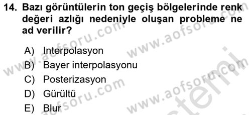 Sayısal Fotoğrafa Giriş Dersi 2023 - 2024 Yılı (Final) Dönem Sonu Sınav Soruları 14. Soru