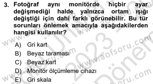 Sayısal Fotoğrafa Giriş Dersi 2023 - 2024 Yılı (Final) Dönem Sonu Sınav Soruları 3. Soru
