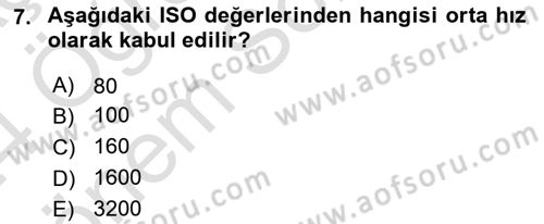 Sayısal Fotoğrafa Giriş Dersi 2023 - 2024 Yılı (Final) Dönem Sonu Sınav Soruları 7. Soru