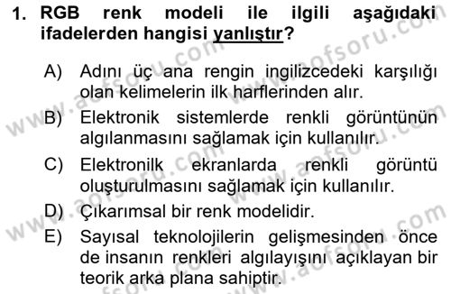 Sayısal Fotoğrafa Giriş Dersi 2023 - 2024 Yılı Yaz Okulu Sınav Soruları 1. Soru